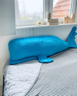 Wieloryb Minky kolor niebieski- wielka poducha ciążowa i nie tylko